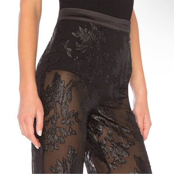 LPA 592 Black Lurex Sheer Pants - Picture 2 of 4